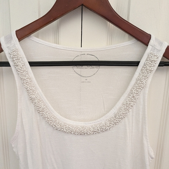INC International Concepts Tops Faux Pearl Trimmed Sleeveless Top